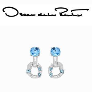 Oscar de la Renta Silver Blue SCRAMBLE CHAIN-LINK EARRINGS